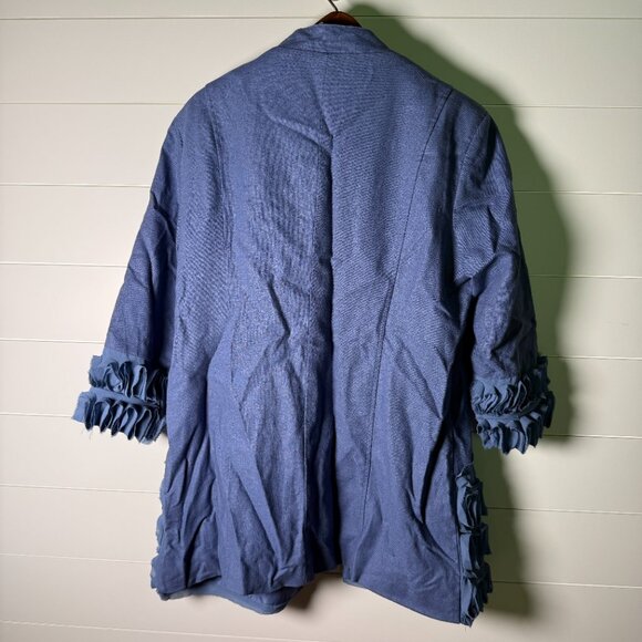 Multiples Women's Periwinkle Linen Blend Blazer Jacket | 3/4 Sleeves | XL - Picture 4 of 6